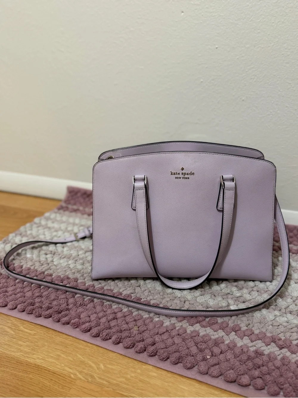 kate spade lavender leather satchel with detachable strap